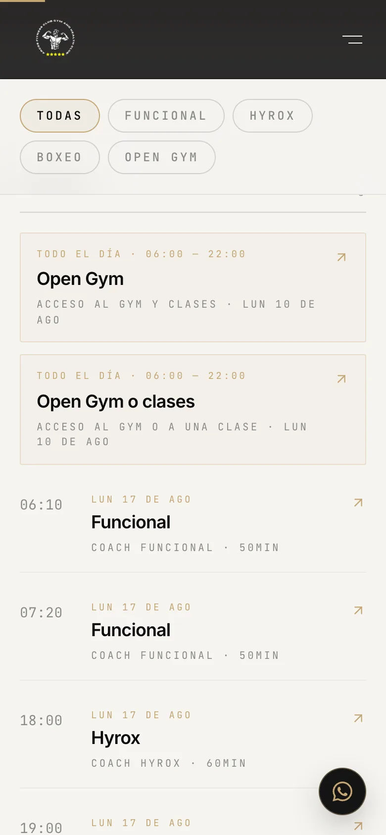 Horario de clases en móvil