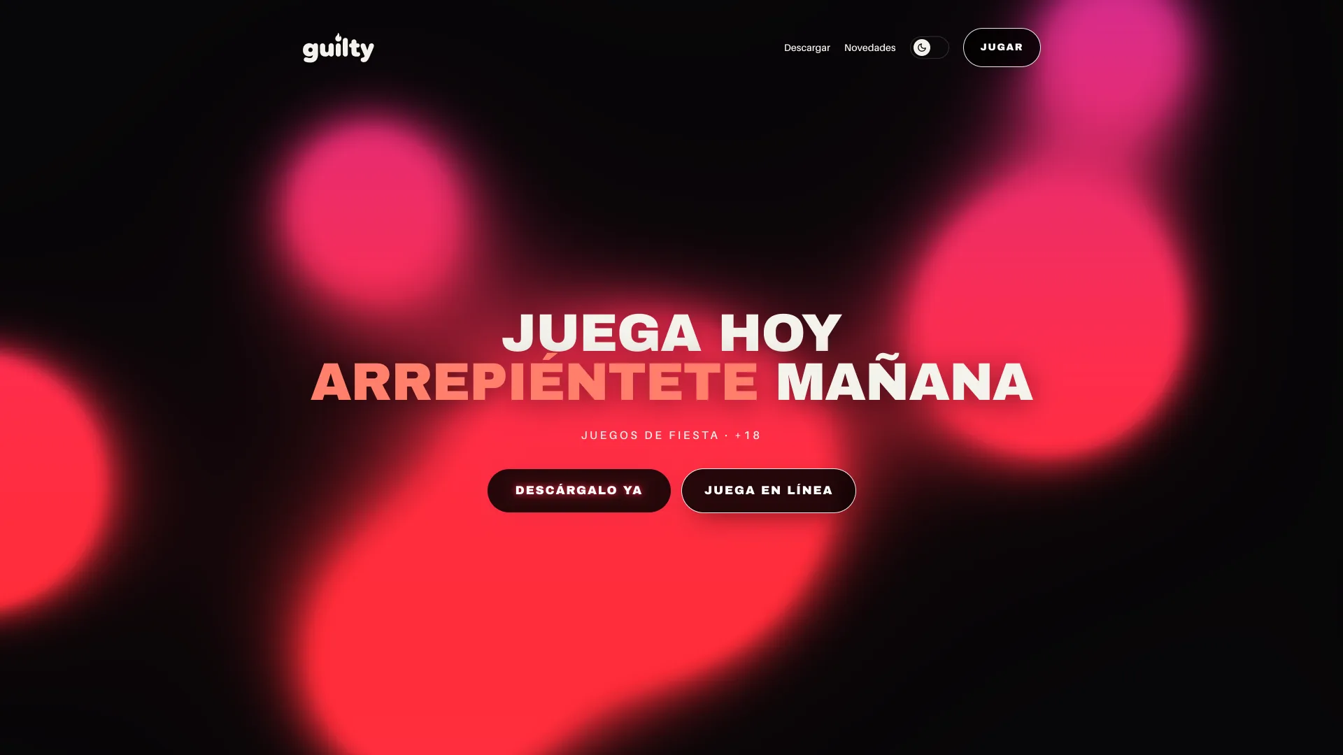 Landing de Guilty: juega hoy, arrepiéntete mañana