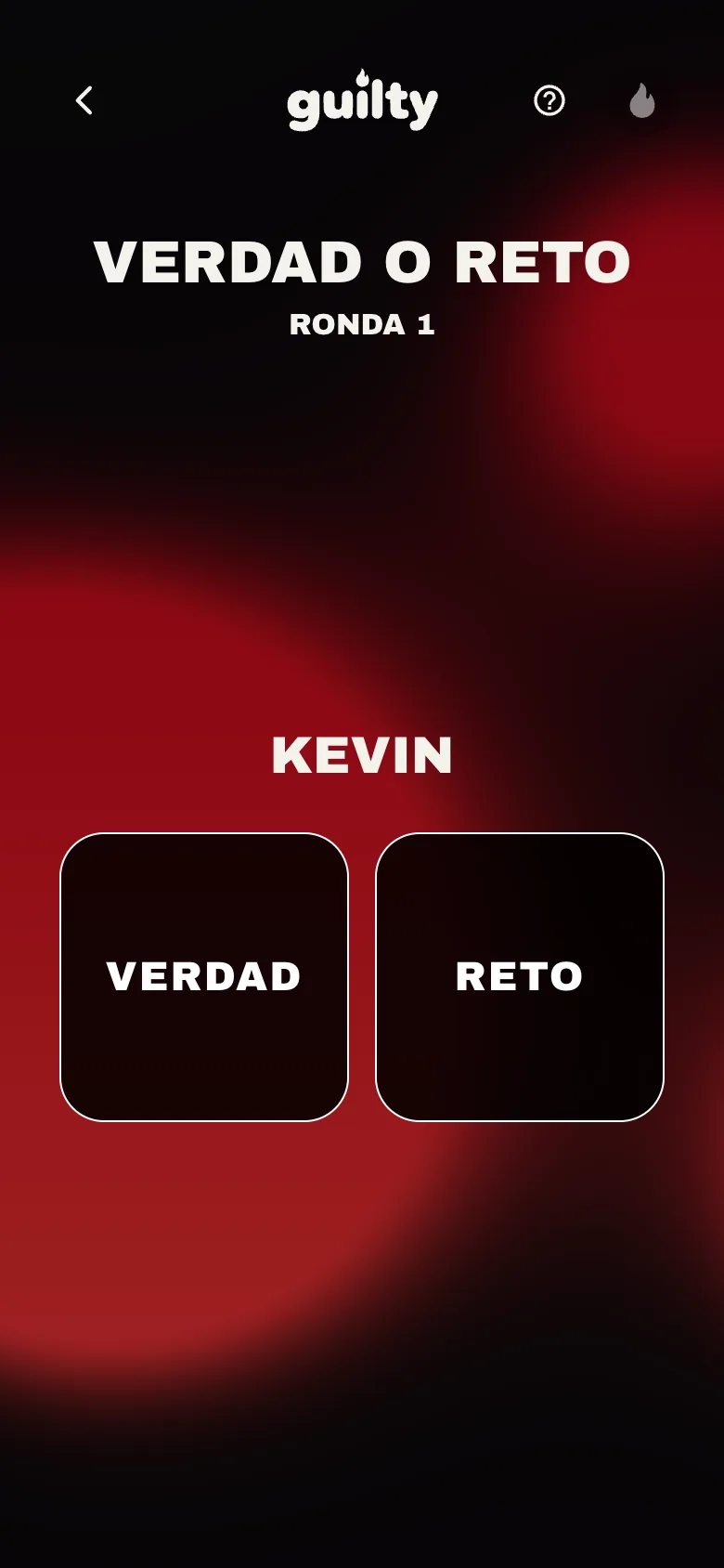 Elección de Verdad o Reto en móvil