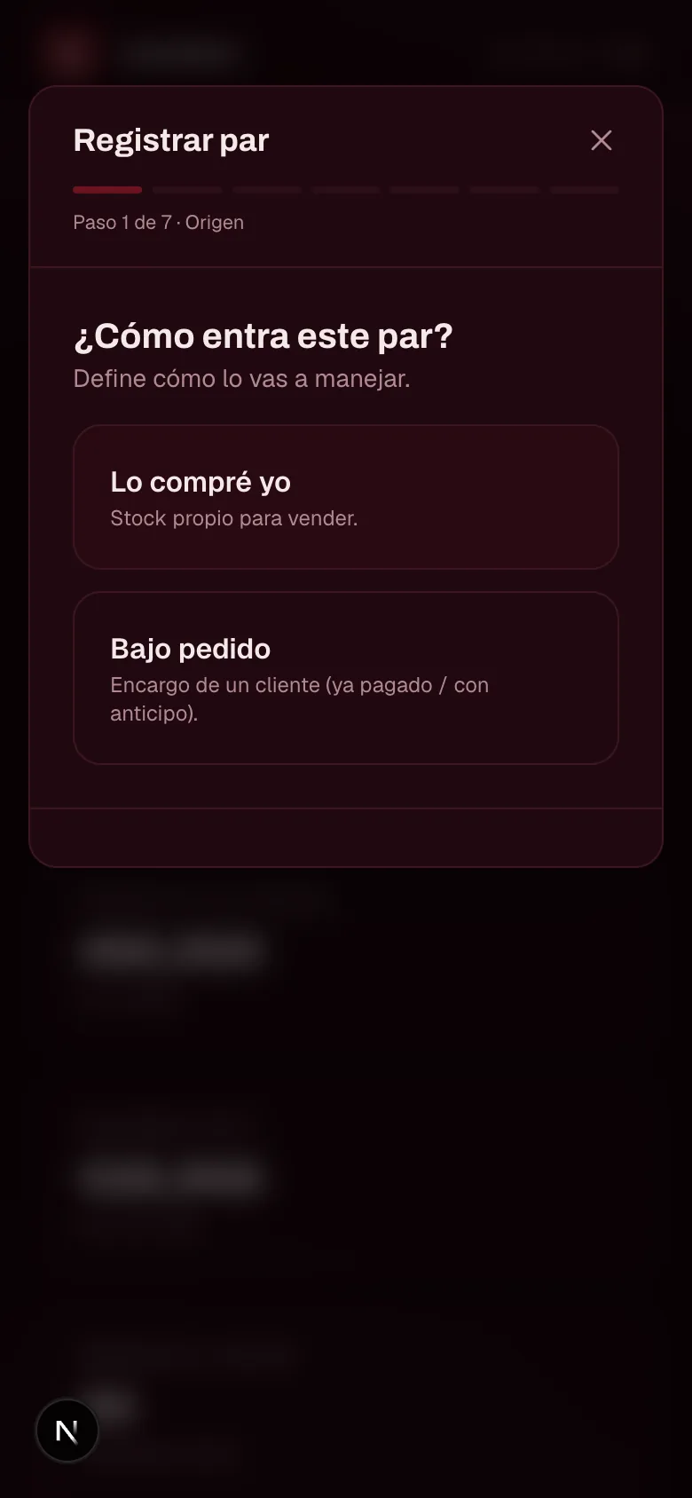 Registrar un par por un asistente de preguntas, no un Excel